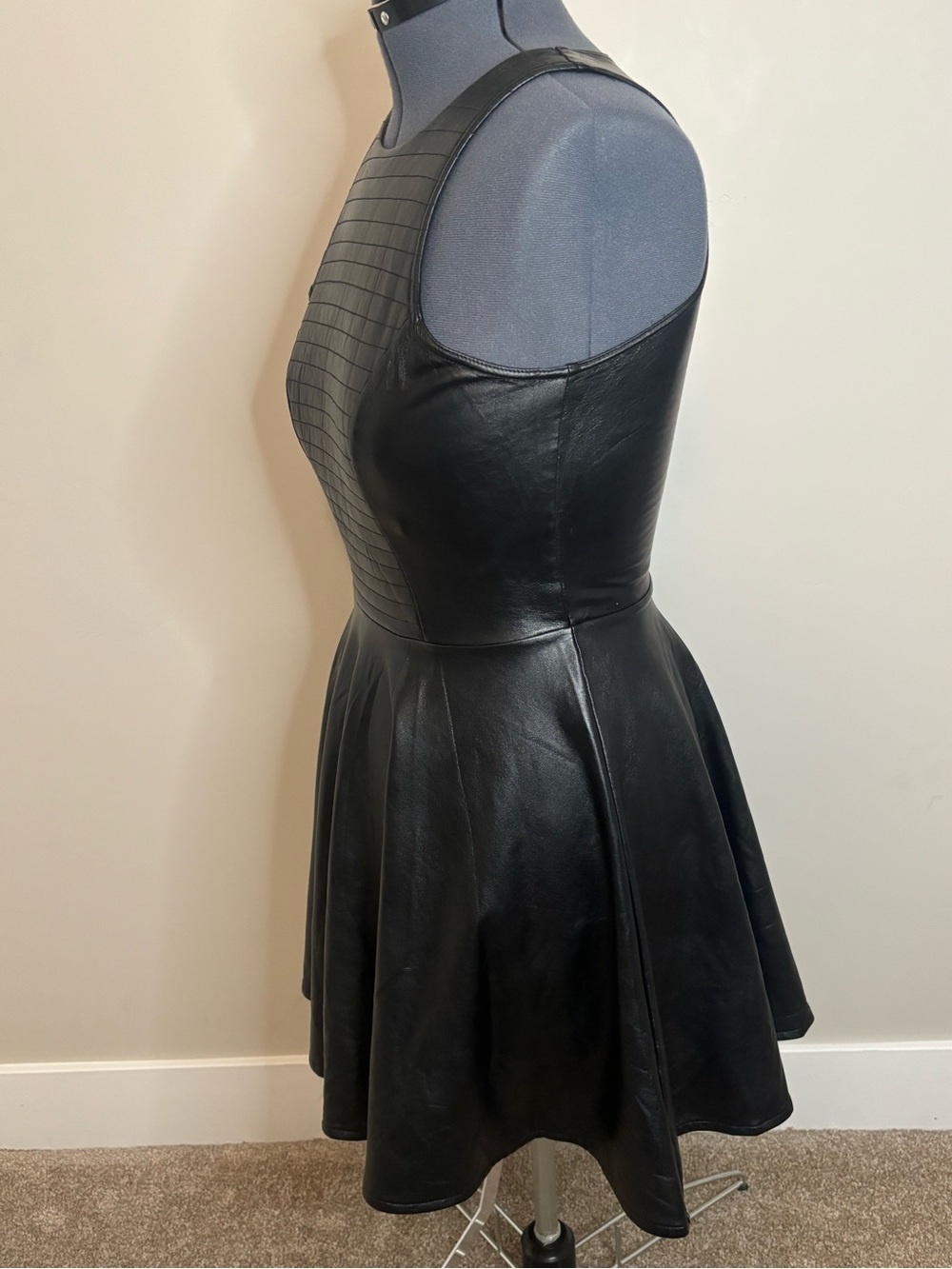 Zara Woman Faux Leather Quilted Fit & Flare Mini Dress - Size M - Picture 5 of 7